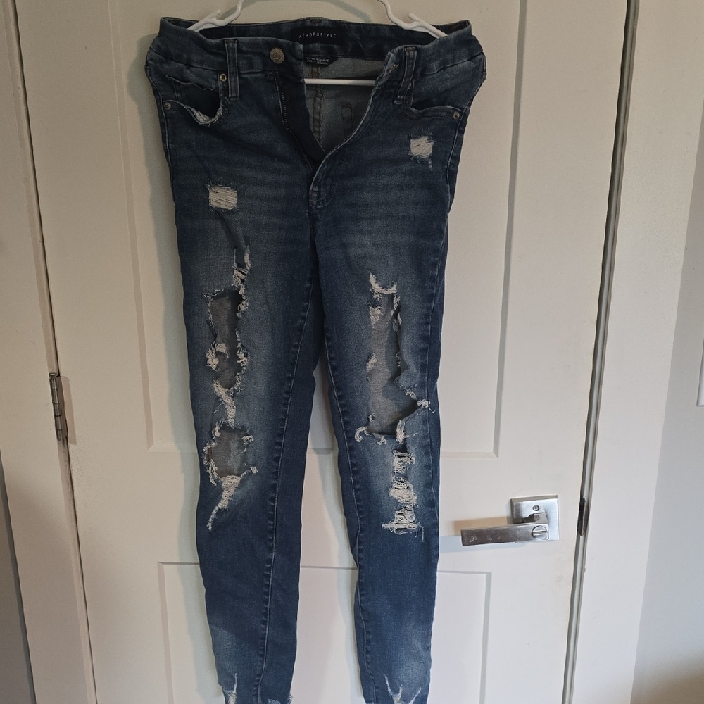 Aeropostale Ripped Dark Blue Skinny Jeans